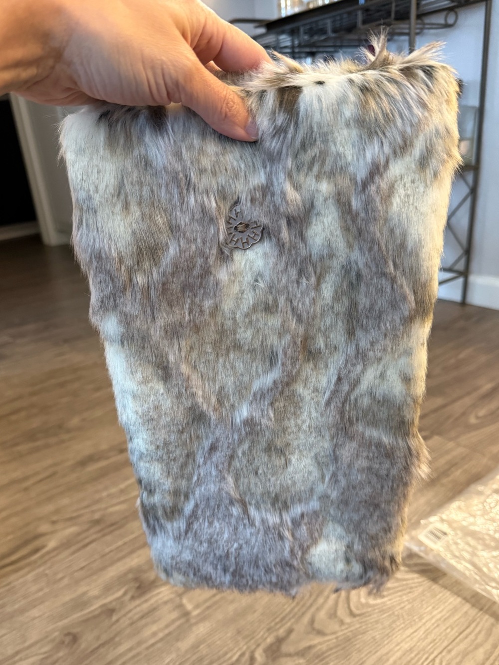 Huggrz Faux Rabbit Fur Lace-Up Women's Boot Covers in Cream & Taupe! NWT!
